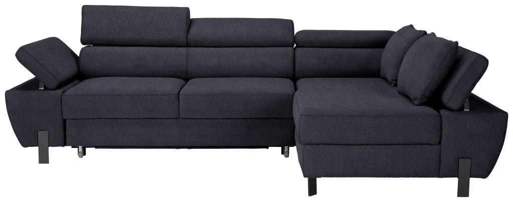 Sedacia súprava MILNA, pravá, tmavomodrá - čierna/tmavomodrá, Modern, kov/textil (277/189cm) - Mömax
