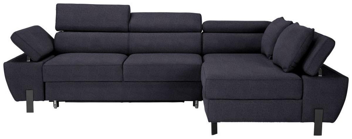 Rohová sedačka MILNA, pravá, tmavě modrá - černá/tmavě modrá, Moderní, kov/textil (277/189cm) - Mömax