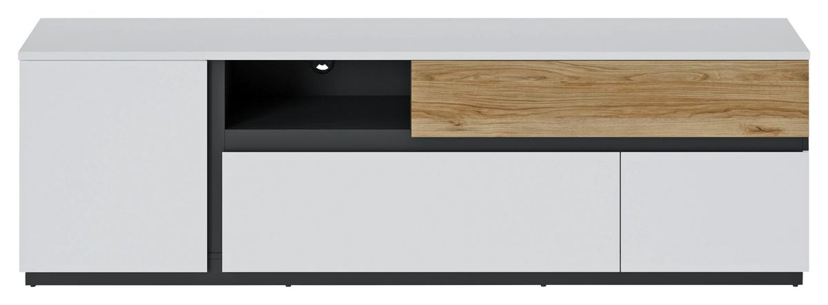 Tv-element Novena Alpinweiß B: 210,5 Cm - Eichefarben/Schwarz, Trend, Holzwerkstoff (210,5/63,1/40cm)