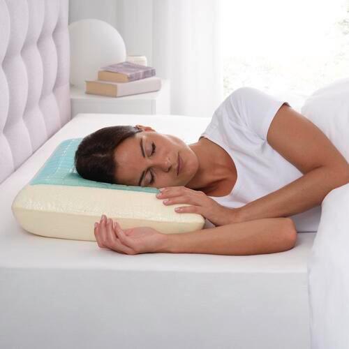 Anatomický polštář Cloud, 60/40/12cm - bílá/modrá, textil (60/40/12cm) - Premium Living