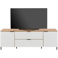 Tv-lowboard Austin 180 Cm Eichefarben/glasfront Weiß - Eichefarben/Schwarz, Trend, Glas/Holzwerkstoff (180/63/40cm)