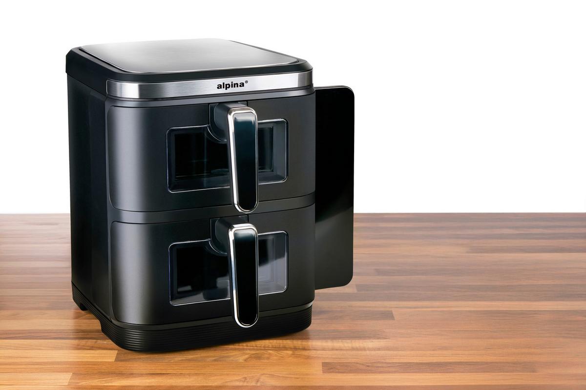 Heißluftfritteuse Air Fryer Double Stack 2x 5.5l - Schwarz, Basics, Kunststoff/Metall (35/29/38cm)