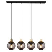 Hängeleuchte 15860-4h - Messingfarben/Schwarz, Design, Glas/Kunststoff (75/15/110cm) - Globo