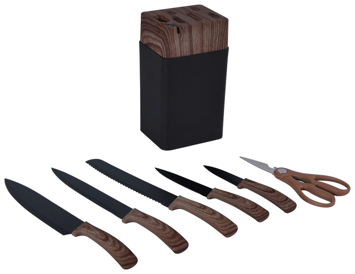 Messerblock Simon - Nussbaumfarben/Schwarz, KONVENTIONELL, Kunststoff/Metall - James Wood