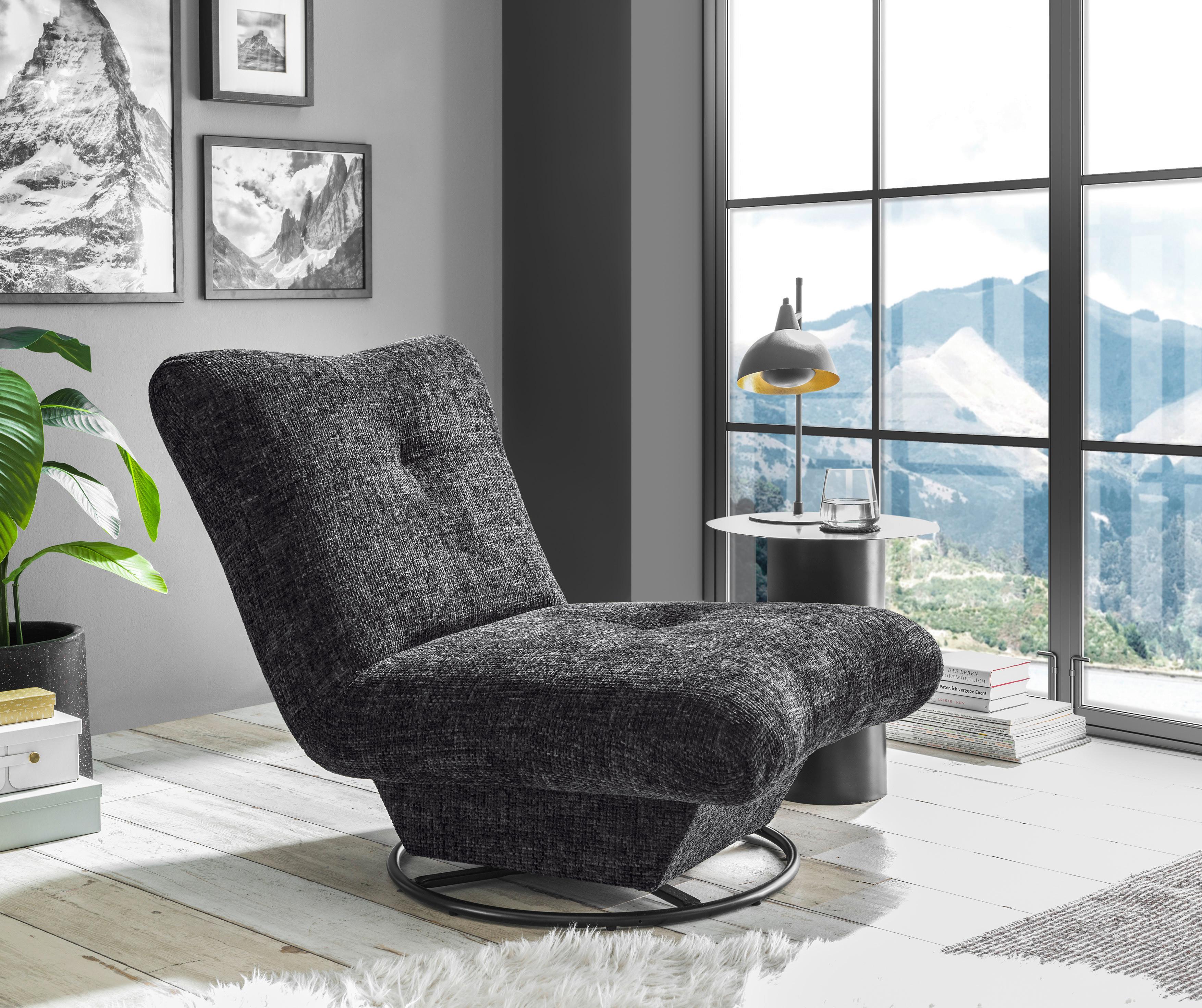 Sessel Maranello Anthrazit B: 96 cm - Anthrazit/Schwarz, KONVENTIONELL, Textil (96/75/93cm) - MID.YOU