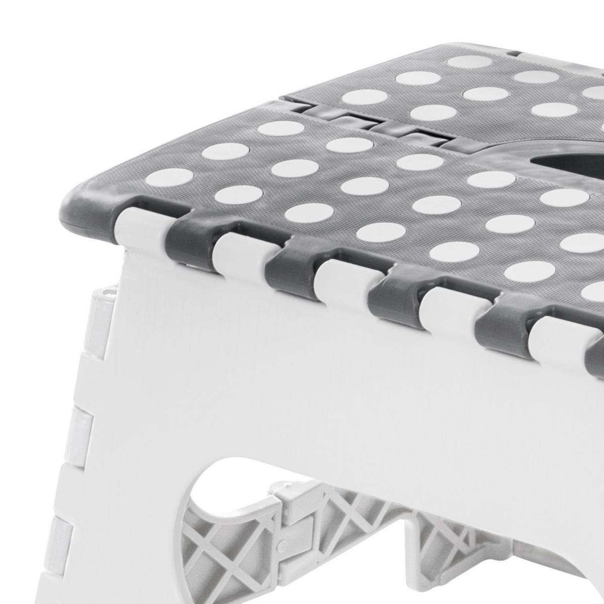Tritthocker One Step Klappbar, H: 22 cm - Weiß/Grau, Basics, Kunststoff (34,5/22/27,5cm)