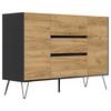 Sideboard Posseik Industrial Eichefarben/Graphitf. B:140 cm - Eichefarben/Schwarz, Design, Holzwerkstoff (140/93,6/42cm) - P & B