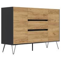 Sideboard Posseik Industrial Eichefarben/Graphitf. B:140 cm - Eichefarben/Schwarz, Design, Holzwerkstoff (140/93,6/42cm) - P & B