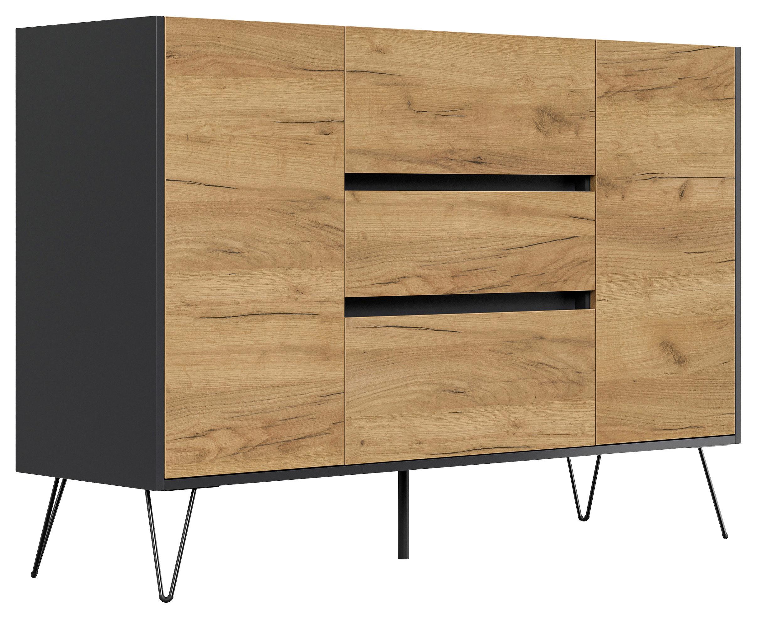 Sideboard Posseik Industrial Eichefarben/Graphitf. B:140 cm