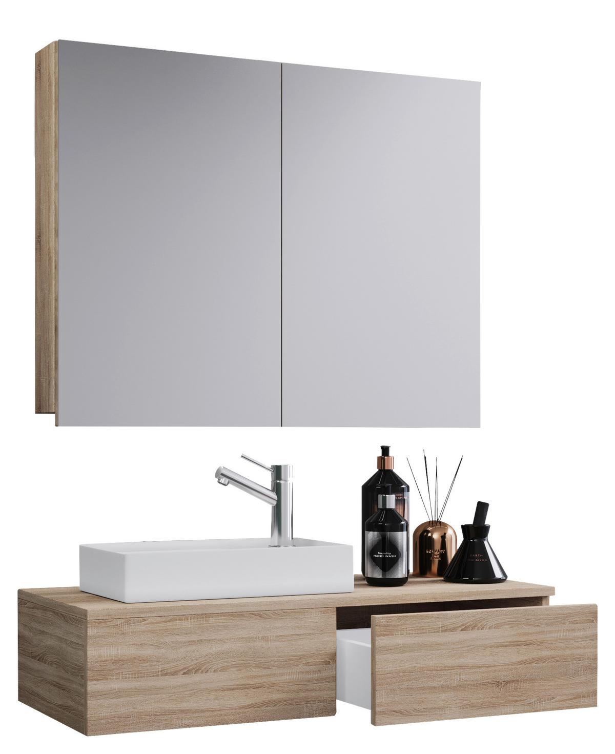 Badezimmer Gudas Sonoma Eiche B: 85 Cm - Weiß/Sonoma Eiche, MODERN, Keramik/Holzwerkstoff (85cm) - MID.YOU