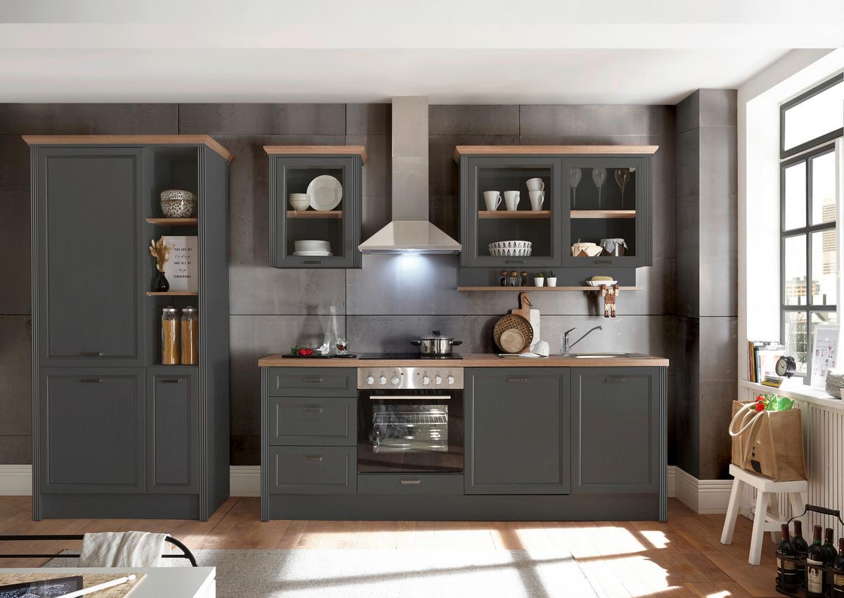 Zweizeilige Küche Jasmin 235 + 104 cm mit Geräten - Anthrazit/Eiche Artisan, LIFESTYLE, Holzwerkstoff (235-104cm) - MID.YOU