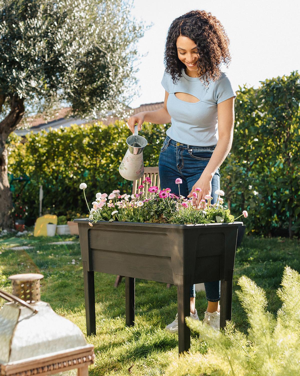 Hochbeet Kunststoff Victoria 78x81x38 cm Anthrazit - Anthrazit, Basics, Kunststoff (78/81/38cm)