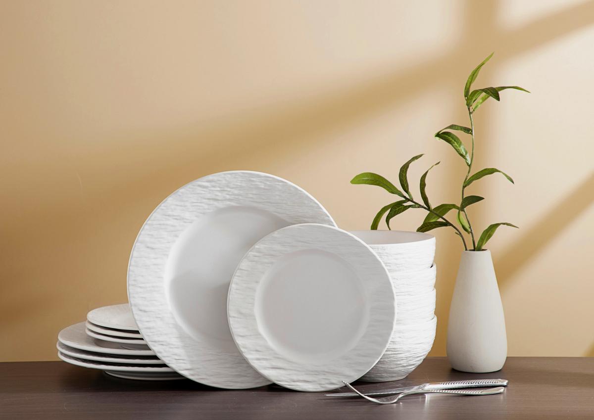 Tafelservice Weiß 12-teilig - Weiß, Basics, Keramik (6,44kg) - Echtwerk