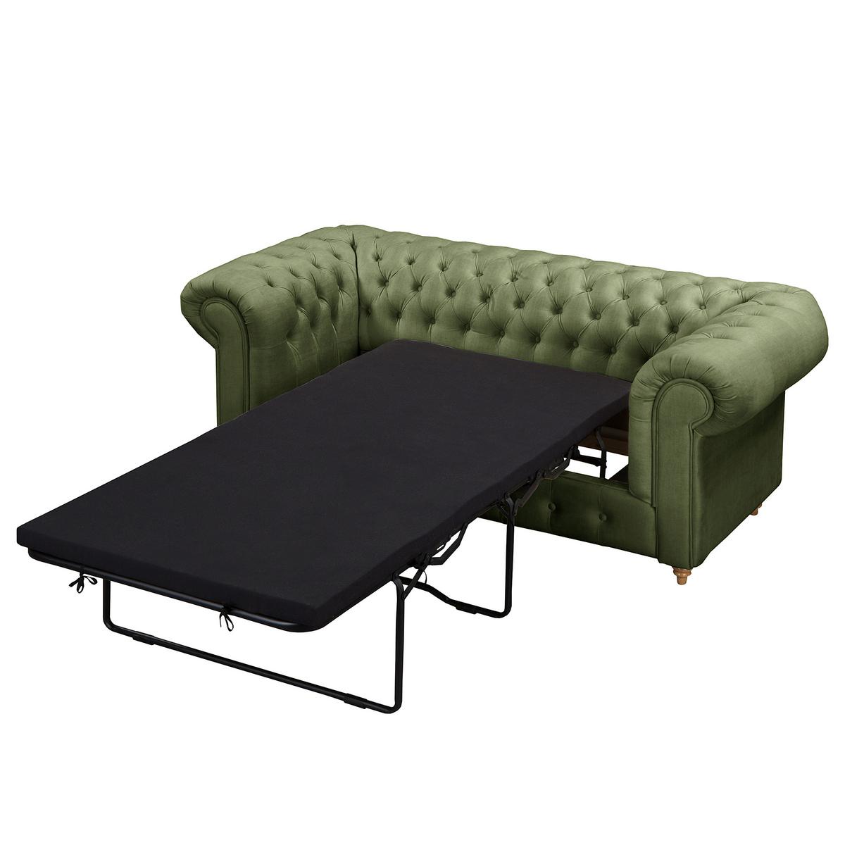 Schlafsofa Laura Dunkelgrün, B: 190cm - Dunkelgrün/Braun, Design, Textil (190cm) - P & B