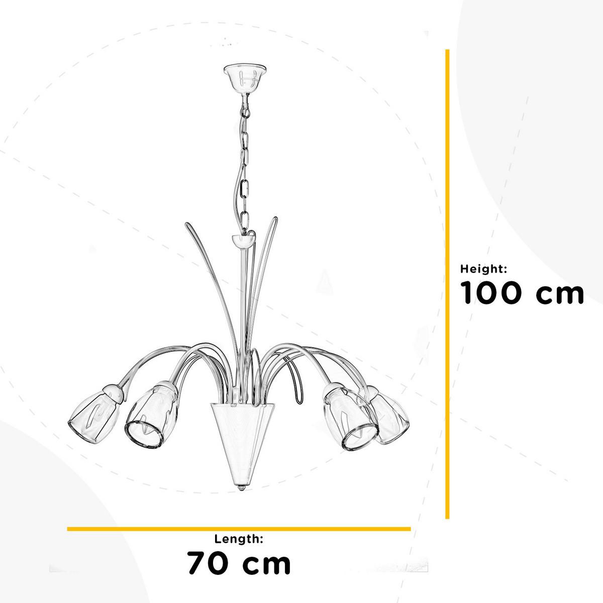 Kronleuchter Antron Weiß L: 70 cm 6w - Weiß, KONVENTIONELL, Glas/Metall (70/70/100cm)