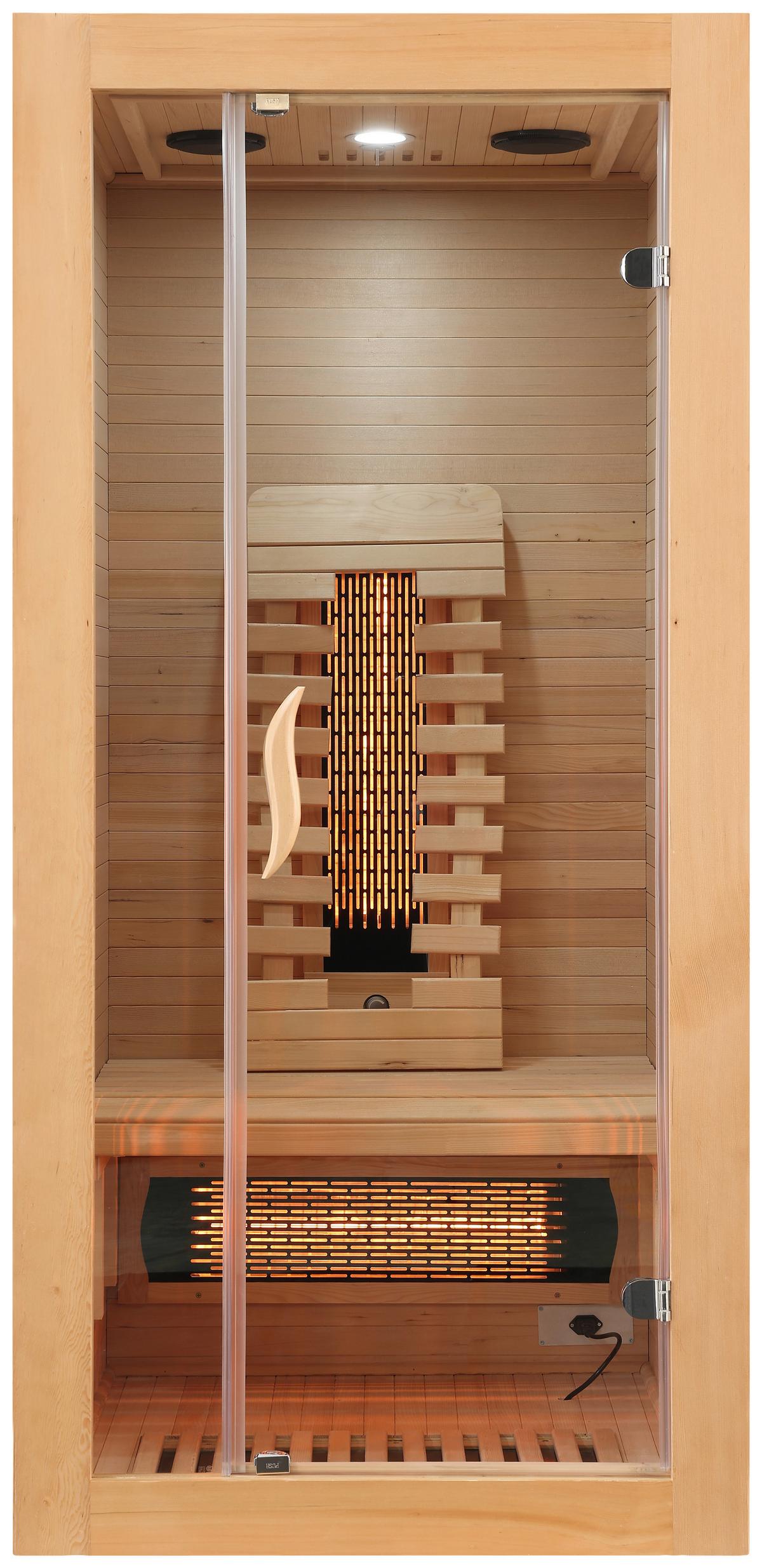 Infrarotkabine Ergonomische Rückenlehnen - Naturfarben, Basics, Glas/Holz (90/190/90cm) - Sanotechnik