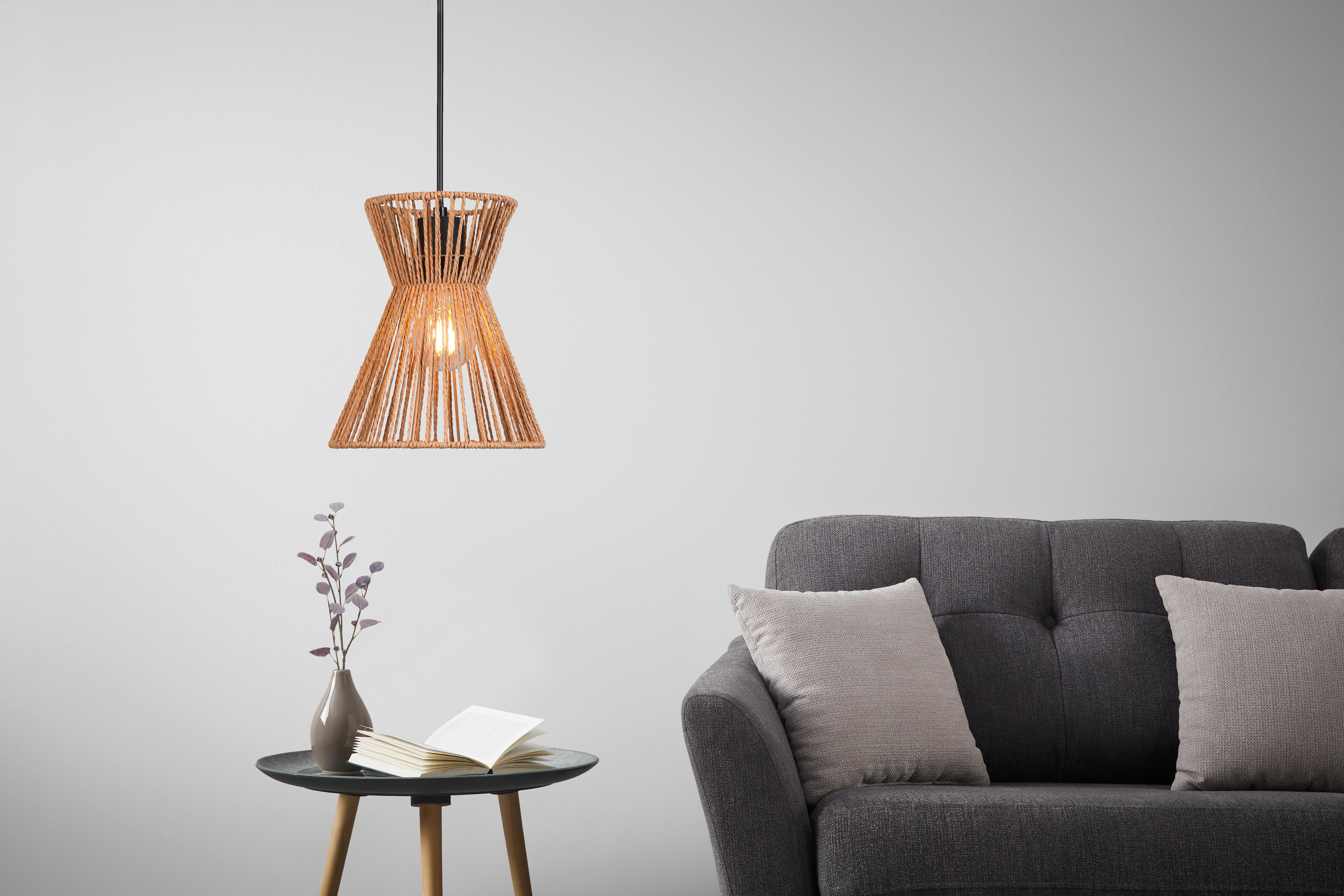Závěsné svítidlo Naturm - černá/přírodní barvy, Konvenční, kov/papír (20/120cm) - Mömax