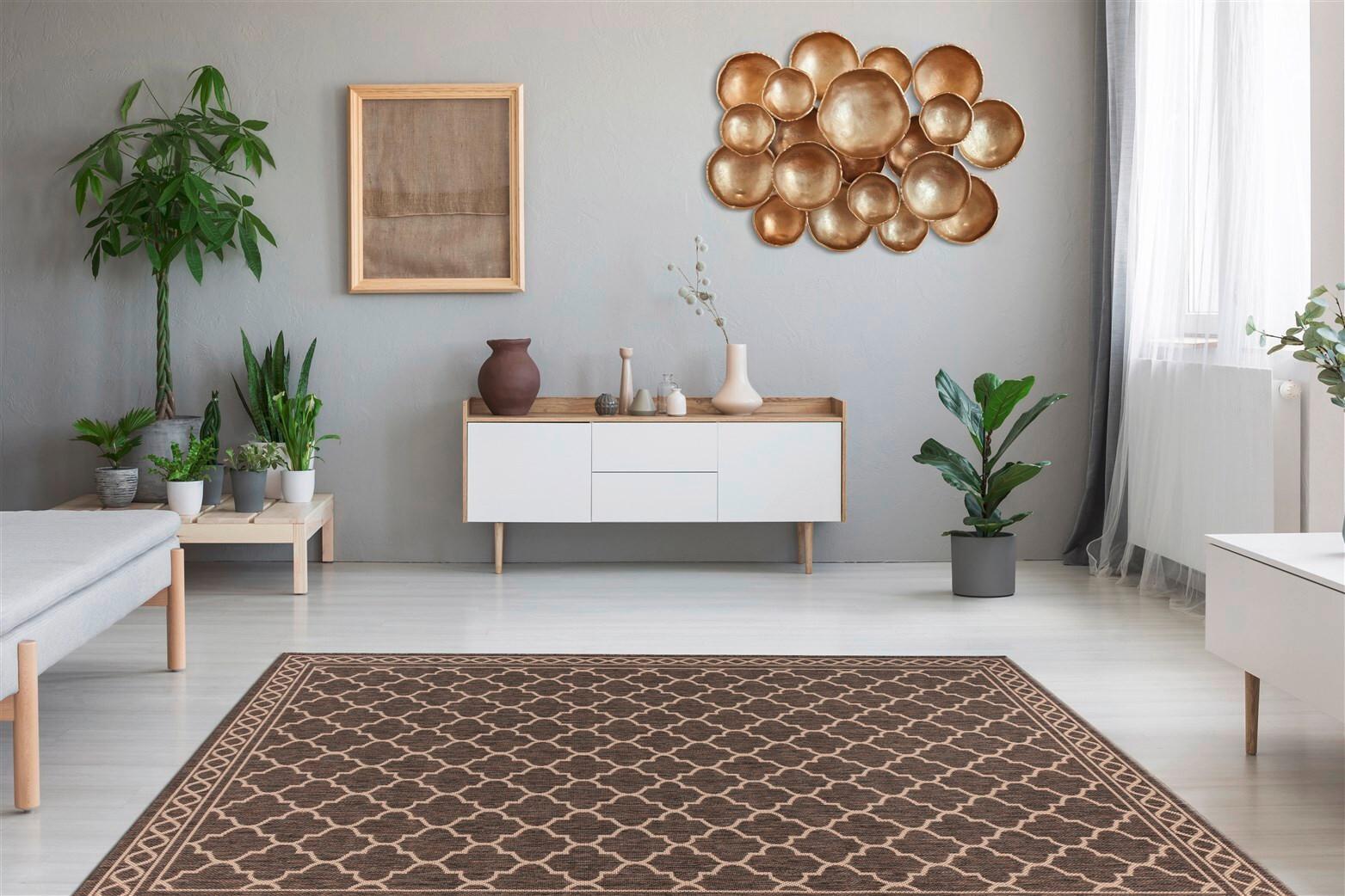 Flachwebteppich Splash 300 Braun/Creme, 80x150 cm - Creme/Braun, KONVENTIONELL, Textil (80/150cm)