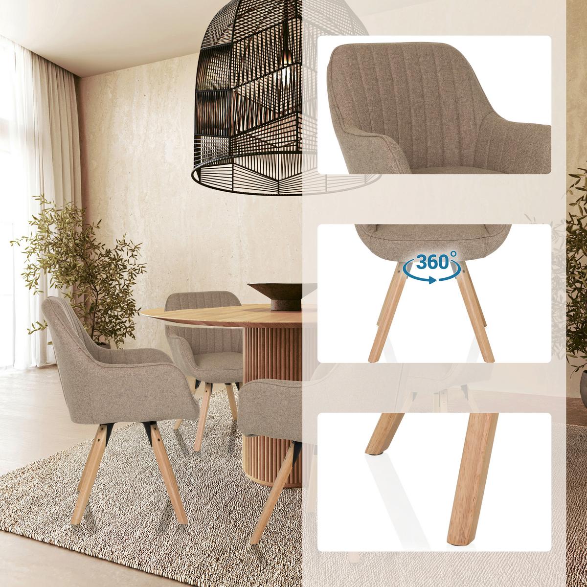 Armlehnstuhl Scandi Ted Beige B: 56 cm - Beige/Buchefarben, MODERN, Holz/Textil (56/84/62cm) - MID.YOU