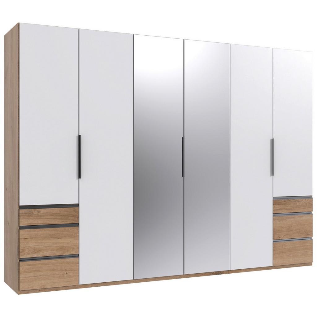 Drehtürenschrank Mit Spiegel + Laden 300cm Level 36a, Weiß