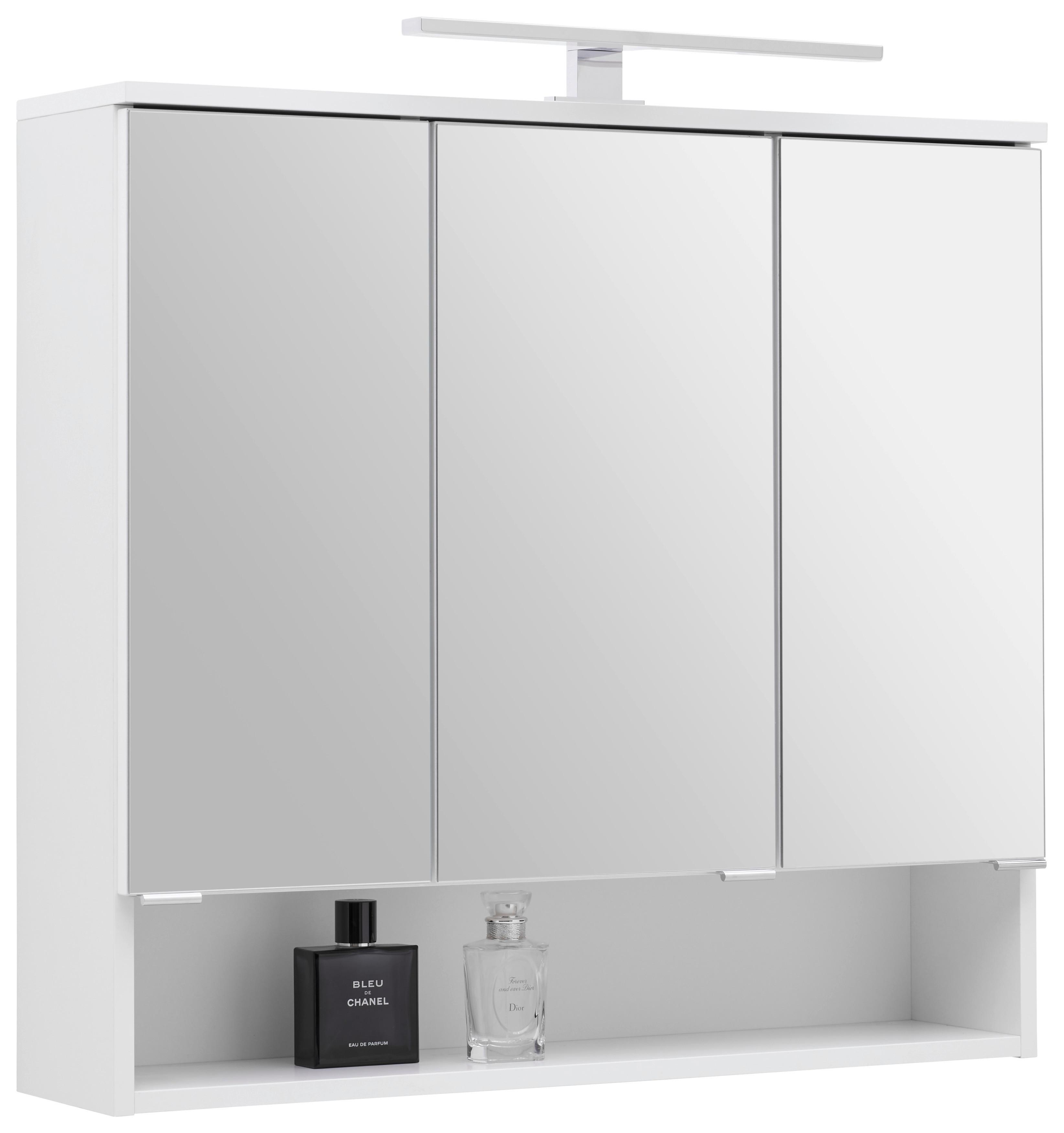 Spiegelschrank Fresh mit LED 3-türig BHT: 80x75x20 cm - Weiß, KONVENTIONELL, Glas/Holzwerkstoff (80/75/20cm) - Ondega
