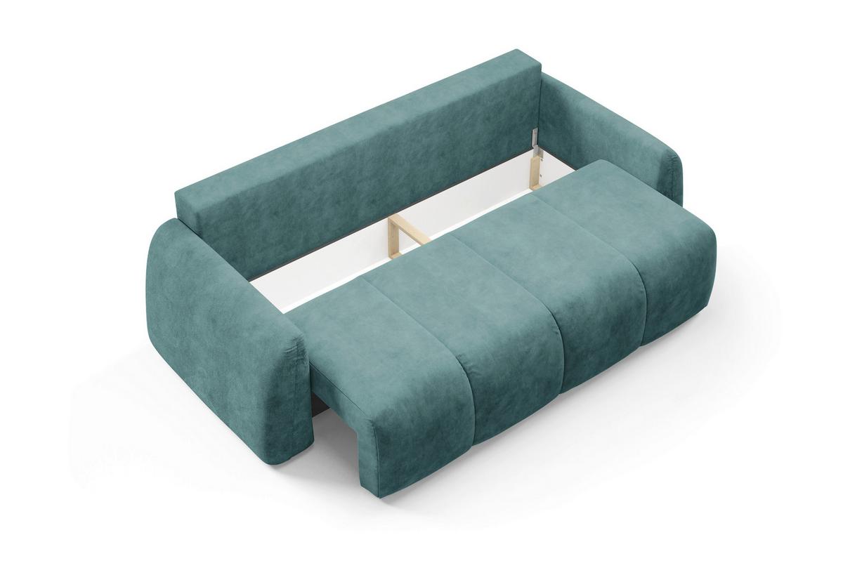 Schlafsofa Geronimo Petrol B: 252cm - Petrol/Schwarz, Design, Textil (252/93/167cm) - Livetastic