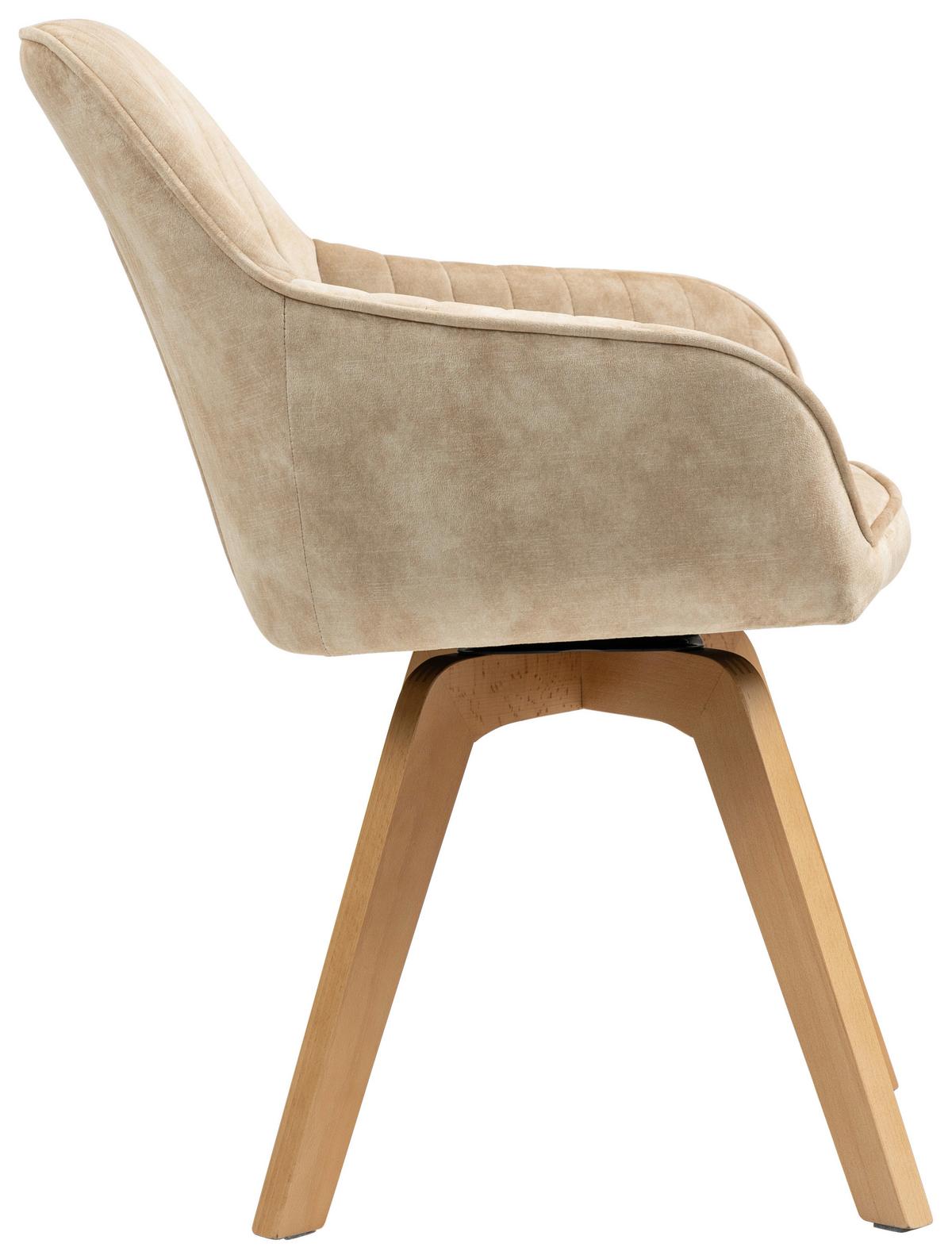 Armlehnstuhl Hanna Beige, Sitzfl. 180° Drehb. - Beige/Buchefarben, KONVENTIONELL, Holz/Textil (63/83/63cm) - MID.YOU