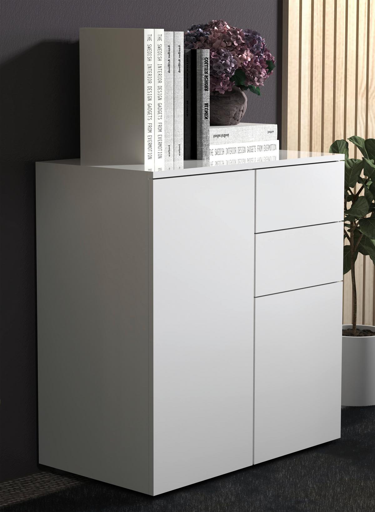 Kommode Dalrosa Weiß - Anthrazit/Weiß, MODERN, Holzwerkstoff (70/77/39cm) - MID.YOU