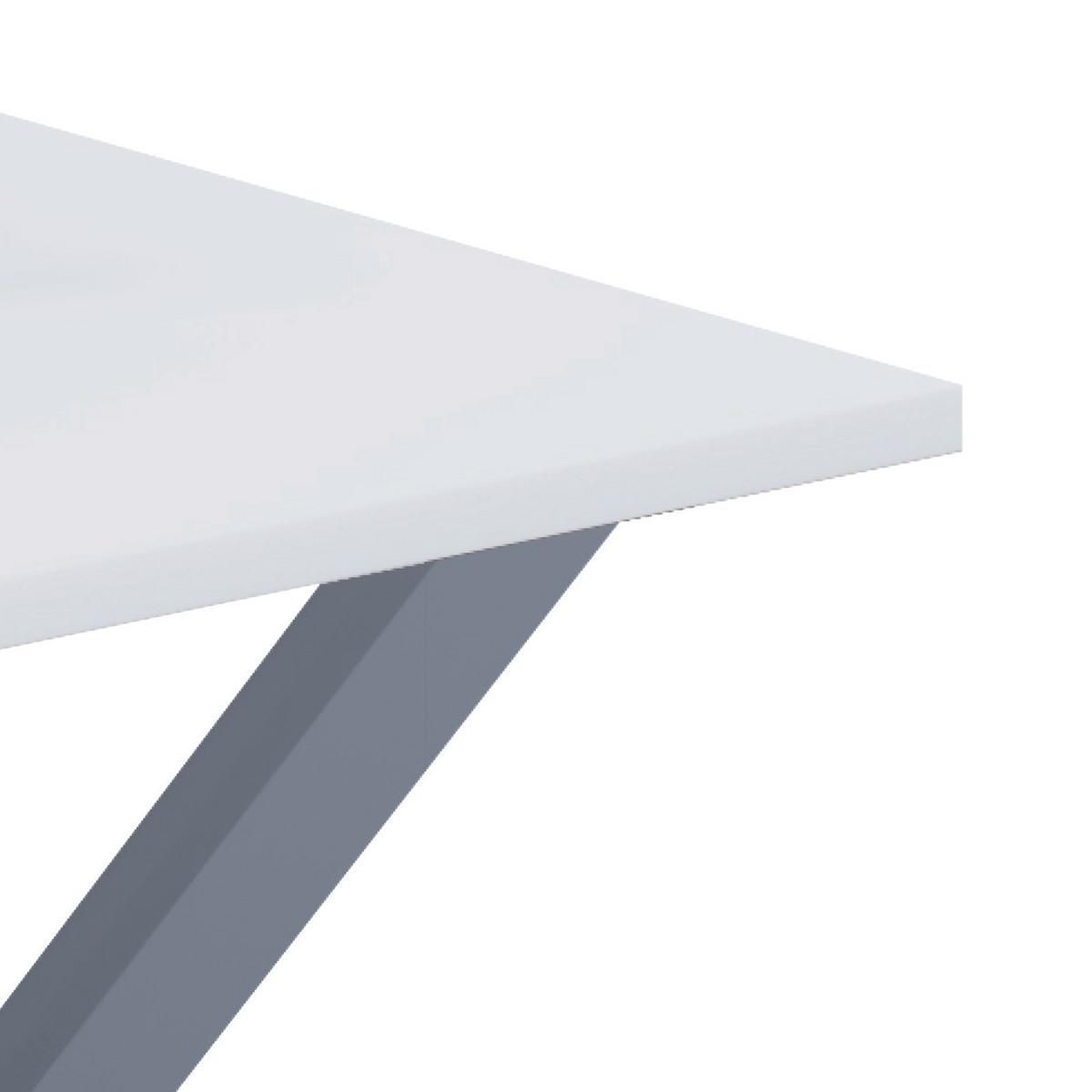 Schreibtisch Lona Silberfarben/weiß - Silberfarben/Weiß, MODERN, Holzwerkstoff/Metall (110/50/76cm) - MID.YOU