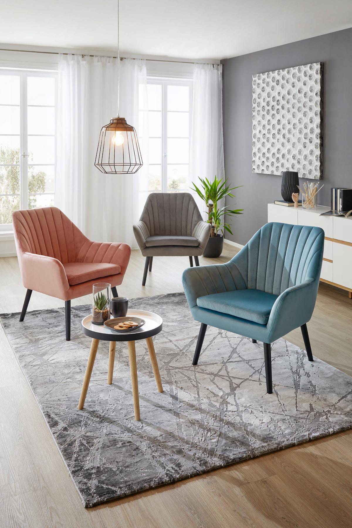 Sametové křeslo Josefina, modré - modrá/černá, Moderní, dřevo/textil (72/84/70cm) - Mömax