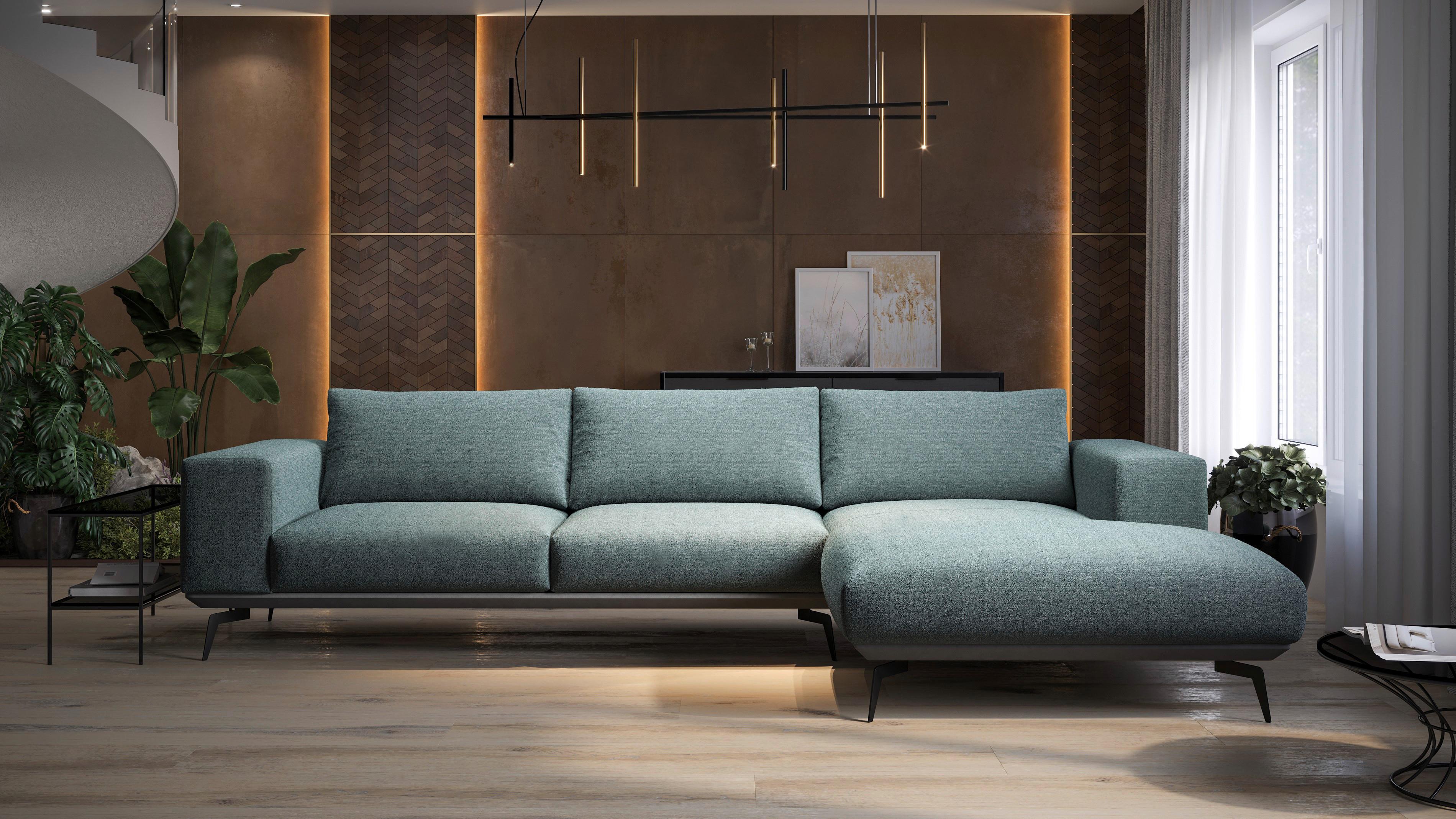 Ecksofa Albero - Anthrazit/Schwarz, Design, Holz/Textil (330/180cm) - MID.YOU