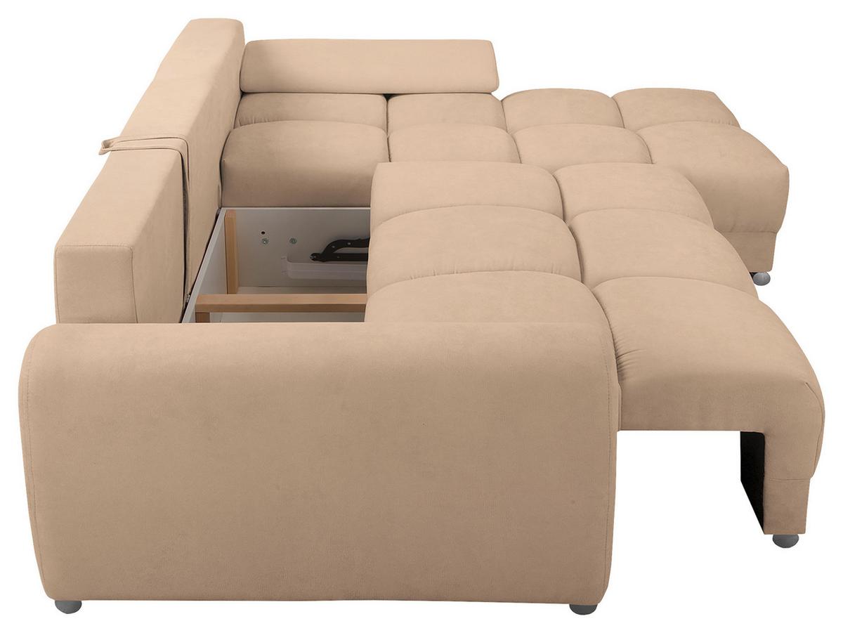 Ecksofa Azzuro Beige S: 256x175 cm - Beige/Silberfarben, Design, Textil (256/175cm) - Livetastic