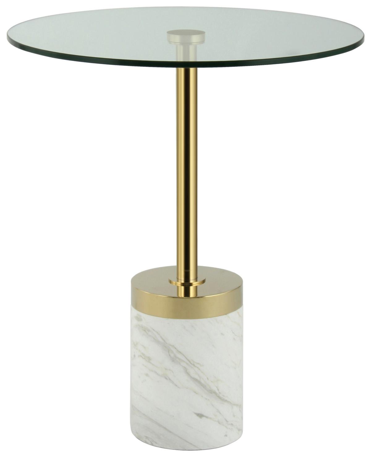 Beistelltisch Lana 125 Goldfarben/Weiß B: 53 cm - Goldfarben/Weiß, Design, Glas/Stein (46/46/53cm) - Kayoom