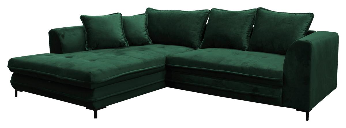 Ecksofa Mit Schlaffunktion Bello Mit Kissen Grün - Schwarz/Grün, Design, Textil (187/277cm) - Livetastic