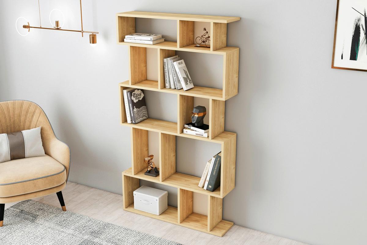 Regal Eros Wide Standregal - Eichefarben, Design, Holzwerkstoff (90/160/22cm) - Livetastic