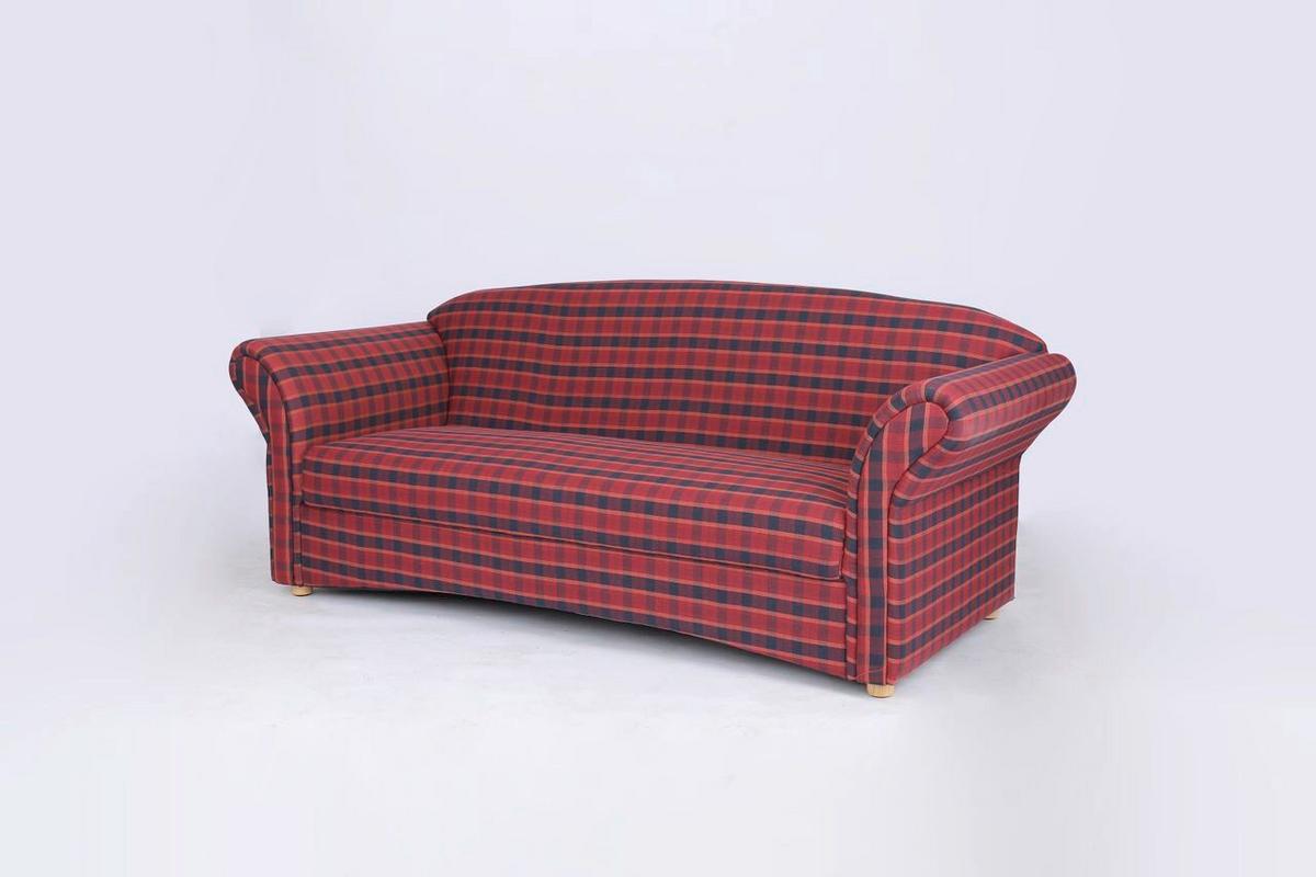 3-Sitzer Loretta ca. 204x83x85 cm, Rot, kariert - Bordeaux, Basics, Holz/Textil (204cm)