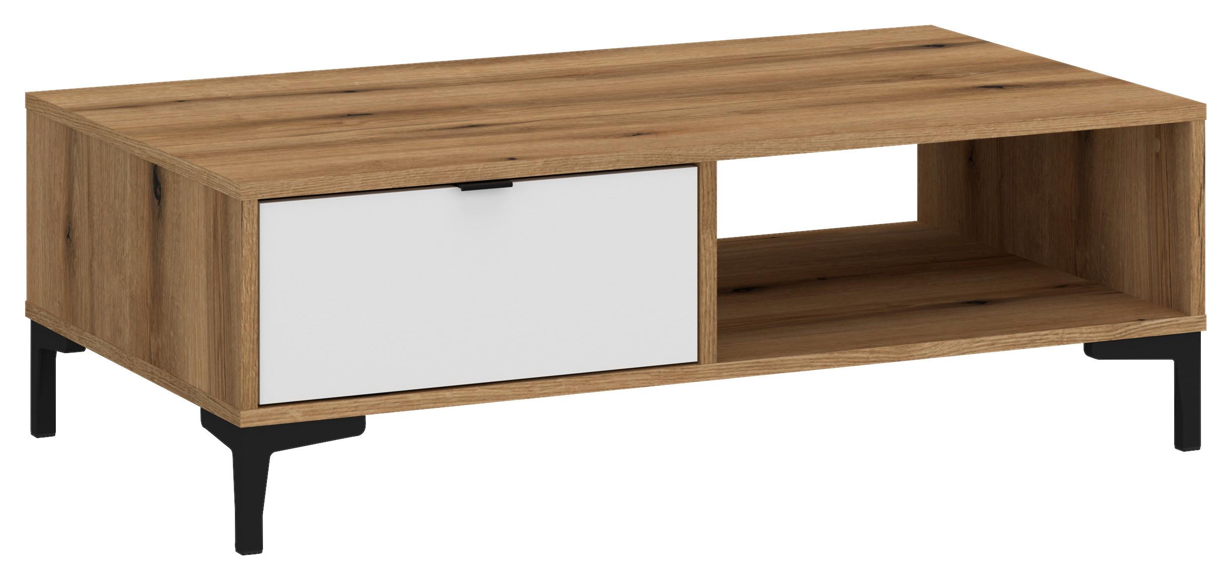 Couchtisch Ricko Eichefarben/Weiß B: 100 cm - Eichefarben/Weiß, Trend, Holzwerkstoff (100/34,7/67cm)