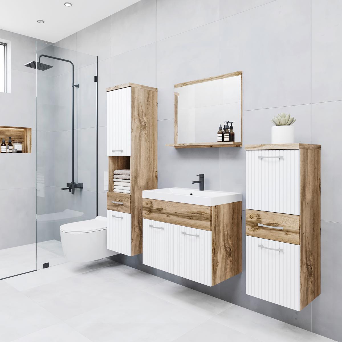 Badezimmer Alba Wotan Eiche/Weiss - Eiche Wotan/Weiß, LIFESTYLE, Holzwerkstoff (120cm) - P & B