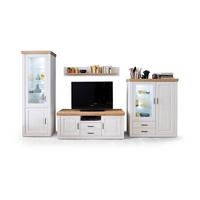 Wohnkombination 4-Tlg. Brixen Eiche/Pinie Dekor - Pinienfarben, Design, Glas/Holzwerkstoff (369/210/52cm) - Livetastic