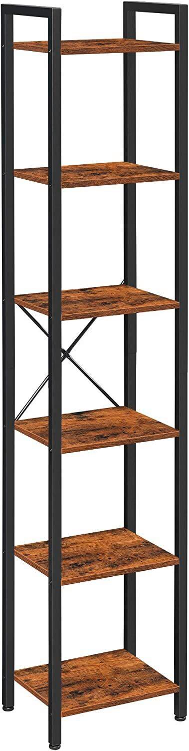 Nástenná knižnica IRON - hnedá/čierna, Basics, kov/kompozitné drevo (40/187,5/30cm) - Boxxx