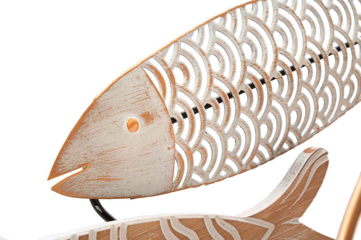 Wanddeko Fishy Move Goldfarben, Weiß B: 142,9 cm - Basics, Holzwerkstoff/Metall (142.9/61.6/5cm)