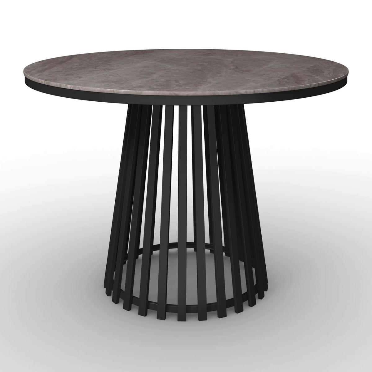 Jídelní stůl Pela, P: 110 cm - šedá/černá, Moderní, kov/kompozitní dřevo (110/110/75cm) - Bessagi Home
