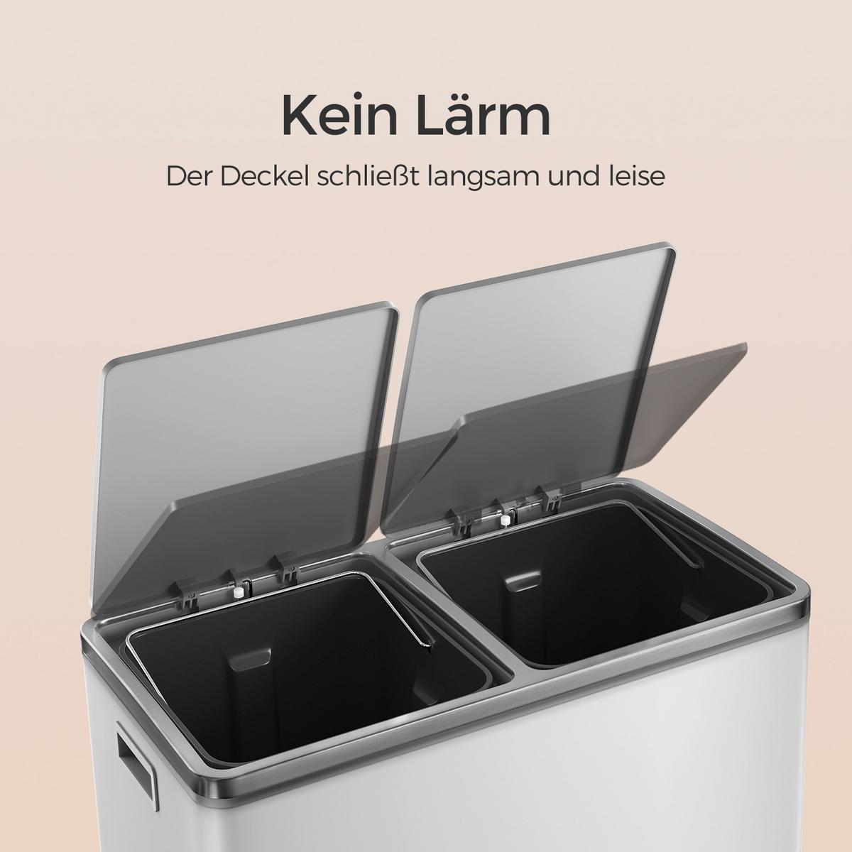 Abfallsammler Weiß B: 58,5 cm - Schwarz/Weiß, Basics, Kunststoff/Metall (58,5/65/32cm)