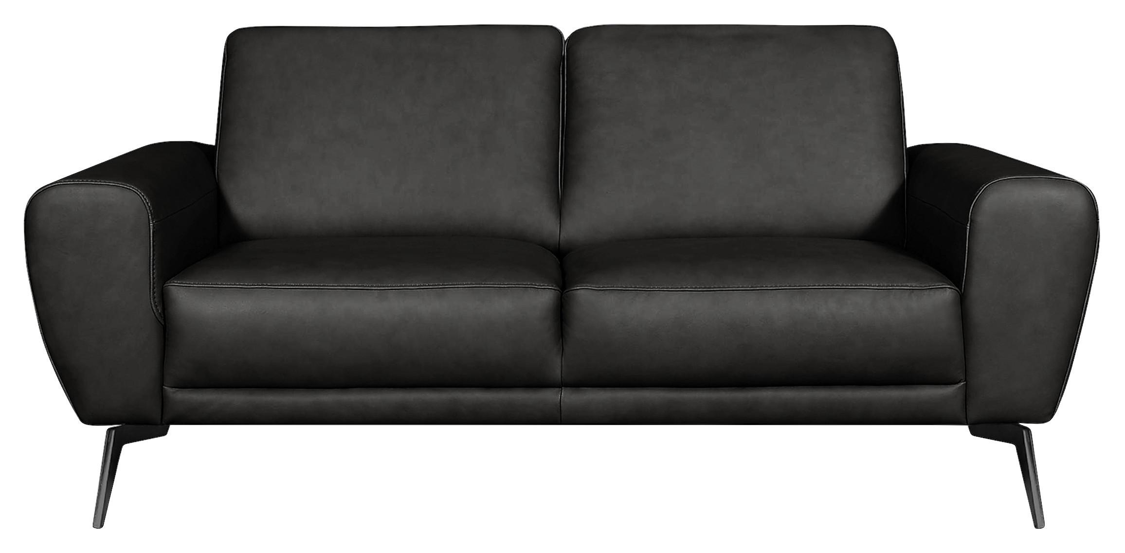 2-Sitzer-Sofa Spring, Schwarz B: 177 cm - Schwarz, Design, Leder (177/85/92cm) - Livetastic
