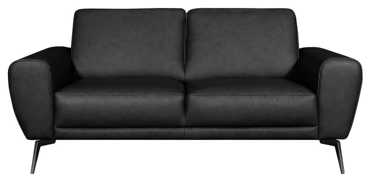 2-Sitzer-Sofa Spring, Schwarz B: 177 cm - Schwarz, Design, Leder (177/85/92cm) - Livetastic