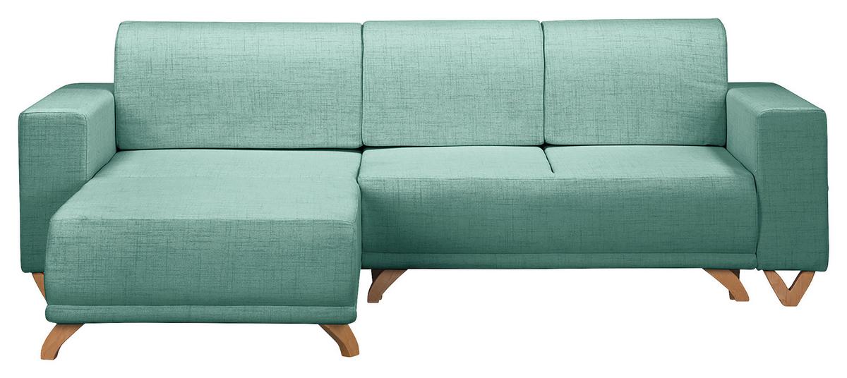 Ecksofa Bellal Mintgrün S: 257x174 Cm - Wengefarben/Mintgrün, Design, Textil (257/174cm) - Livetastic