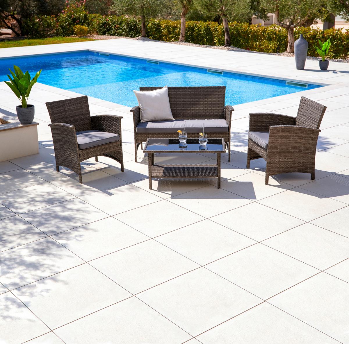 TERASOVÁ SEDACÍ SOUPRAVA PADUA - šedá/černá, Moderní, kov/textil - Mömax