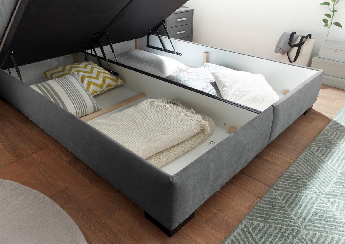 Boxbett Mit Bettkasten 160x200 Nagol - Anthrazit/Schwarz, MODERN, Holzwerkstoff/Textil (160/200cm) - MID.YOU