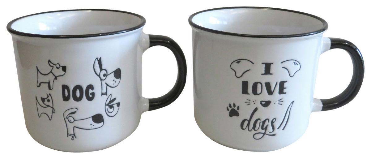 Sada šálok DOGS - čierna/biela, Konventionell, keramika (9,8/9,2cm) - Mömax