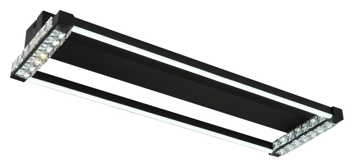 Led-deckenleuchte 67164d - Klar/Schwarz, Design, Kunststoff/Metall (62,5/20,6/7cm) - Globo